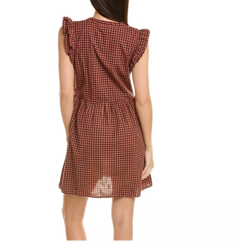 Nation LTD Tegan Ruffle Sleeve Mini Dress V‎ Neck Button Front Coral XS Pockets - Picture 2 of 12